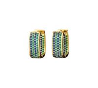 Colore collisione micro orecchini in zirconio, orecchini in rame galvanizzato quadrato di lusso leggero, retro accessori, adatto per la donna indossare appuntamenti giornalieri