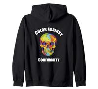 Colore Contro conformità Bold Colorful Skull Art Felpa con Cappuccio