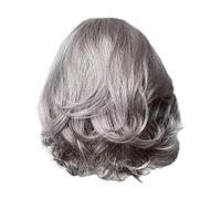 Colore dei capelli blu bambini capelli corti uno ha una parrucca sintetica grigio argento nel medio con bordi grigi parrucca arcobaleno sfumato (grigio, taglia unica)
