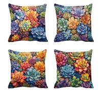 Colore Federe Cuscini Divano 55x55cm Set da 4 Pezzi Cuscini da Esterno per Divano Fiore Copri Federe Cuscino Letto Decorativi Square Copricuscini per Divani Velluto Copricuscino Impermeabile g-10011