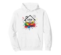 Colore Fuori dalle Linee: Vibrante Espressione Creativa Felpa con Cappuccio, Unisex per Adulti, Bianco, XL