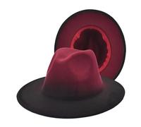 Colore Gradiente Jazz Hat Moda Donna di Lana Cappello Top Hat Uomo Outdoor Visiera Cappello Cappelli Pieni, vino, Taglia unica