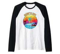Colore Invecchiato Surfer Dude Maglia con Maniche Raglan