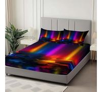 Colore Lenzuola Matrimoniali con Angoli 180 x 200 cm Neon Rock, Morbido e Lavabile in Lavatrice Lenzuolo Sotto con Angoli Elasticizzatoper Altezza Materasso fino 30cm