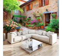 Colore Muralo - Natura Fiori Architettura Piante Carta da parati 3D per cameretta dei bambini in tessuto non tessuto, per ragazze e ragazzi decorazione da parete 350 x 256 cm