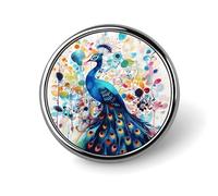 Colore Pavone Rotondo Distintivo Bottoni in Metallo Squisito Rotondo Distintivo Pin Button Parti Circolari Moda Classica Porta Spille Bottoni per Camicie Vestiti Spilla 1