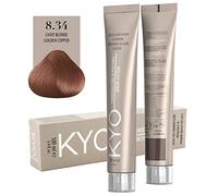 Colore per capelli 100ml + ossigeno 150 ml by kyo, AMMONIA FREE E PPD FREE con collagene Marino e cheratina (8.34 Biondo Chiaro Dorato Rame)