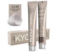Colore per capelli 100ml + ossigeno 150 ml by kyo, AMMONIA FREE E PPD FREE con collagene Marino e cheratina (12.89 Super Biondo Platino Irisè)