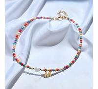 Colore Perlina Iniziale Girocollo Acciaio Inox Lettera Collana Stile Boho