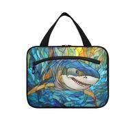 Colore Pesce mare Hanging Toiletry Borse per gli Uomini con gancio, Designer Compact Cosmetic Bag per papà Gym estuche para maquillaje L