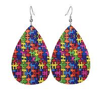 Colore Puzzle Disturbo Autistico Modello Orecchini In Pelle Per Le Donne Ciondola Il Pendente Dell'orecchino Con I Regali Del Gancio Per La Ragazza Adulta