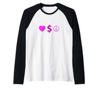 Colore Rosa Amore, Ricchezza, Pace Grafica Rosa Maglia con Maniche Raglan
