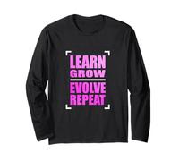 Colore Rosa Learn Grow Evolve Repeat Grafica Rosa Maglia a Manica