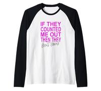 Colore Rosa Never Count Me out! Grafica Rosa Maglia con Maniche Raglan