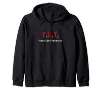 Colore Rosso First Love Yourself Grafica Rossa Felpa con Cappuccio