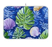 Colore scuro Shell Art Foglie Tropicali Riutilizzabile Asciugatura Piatto mat 18x24 Rettangolo Grande Scarico opaco Decorativo Home Decor Essentials
