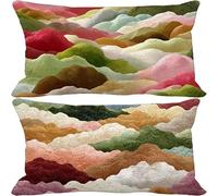 Colore senape Federe Cuscini Divano 50x70 Cuscini per Divano Set di 2 Astratto Outdoor Cushions Waterproof Lino Decorative Pillows per Camera da Letto Primavera Estate Esterno Giardino Panca 15-4711m