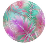 Colore Tappeto Rotondo 160 cm, Morbida Microfibra Tappeto a Cerchio Salotto Cameretta Soggiorno Antiscivolo Lavabile Luminoso Botanico Foglie Di Palma Stampato Tappeti di Zona