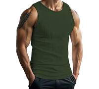 Colore Top Uomini Dimagrante Senza Maniche Spalla Larga Solido Gilet, Verde, XL