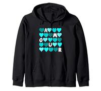 Colore Turchese Spell out The Love Grafica Turchese Felpa con Cappuccio