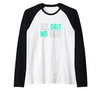Colore Verde Acqua Chiaro all Grit - No Quit Light Teal Aqua Maglia con Maniche Raglan