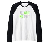 Colore Verde Tutto Grit - No Quit Green Graphic Maglia con Maniche Raglan