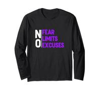 Colore Viola No Excuses-Fear-Limits Grafica Viola Maglia a Manica