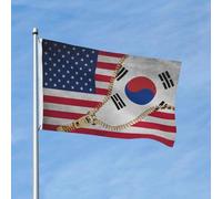 Colore Vivido Bandiera Da Cortile South Korea America Zipper Bandiera Da Giardino All'Aperto Bandiera Da Esterno Per La Fattoria All'Aperto, Cortile, Barca, 3X5 Ft