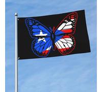 Colore Vivido Bandiera Della Casa Butterfly Puerto Rico Bandiera Da Cortile All'Aperto Striscione Da Giardino Per Decorazione Domestica, Feste, Camion, 3X5 Ft