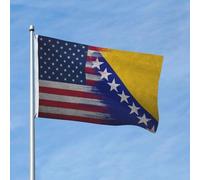 Colore Vivido Bandiera Stampata Bosnia And Herzegovina Intersect America Bandiera Da Cortile Decorazione Bandiera Da Giardino Per Giardino, Cortile, Decorazione Domestica, 3X5 Ft