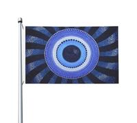 Colore Vivido Bandieraes Dell'Individualità 90X150Cm Blue Greek Matiasma Evil Eye Mandala Bandieras Da Giardino Resistente Ai Raggi Uv Bandieras Pirati Per Cortile, Barca, Feste