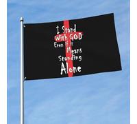 Colore Vivido Striscione Da Giardino I Stand With God Even If It Means Standing Alone Bandiera Pirati Resistente Ai Raggi Uv Bandiera Da Giardino Per Giardino, Cortile, 3X5 Ft