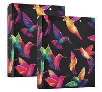 Colored Art - Raccoglitore a tre anelli con tasche interne, confezione da 1/2, motivo colibrì, 3,8 cm, 200 fogli