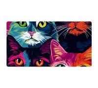 Colored Cat Group-1866 - Tappetini da cucina deluxe per pavimento, lavabili in lavatrice e impermeabili, ad asciugatura rapida, antiscivolo, con design retrò vintage