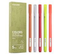 Colored Gel Pens Set - 5 Vibrant Color Quick Drying Gel Markers For Scrapbook, Notebook, And Planner, Comfortable Grip For Long Writing, Great For School Office Home | Creative Diary Pens For