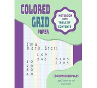 Colored Grid Paper Notebook: Large, 2 Squares per Inch, Math Organizing Numbered Graph Practice Sheets with Dyslexia Friendly Font as a Cool Writing ... Teens, & Adults with Dyscalculia or Dyslexia