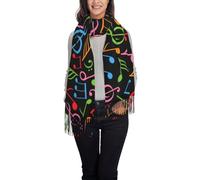 Colored Music Note Donna Scialle Elegante Sciarpe Lunga Foulard Per Matrimonio Autunno Sera