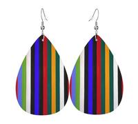 Colored Stripes Print Orecchini Leggera Pendenti Stampato Orecchini In Pelle Per Donne Feste