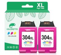 COLORETTO 304XL Cartucce d'Inchiostro Rimanufatturate Sostitutive per HP 304 XL, Compatibile con 2600 2620 2622 2630 2632 3732 3733 3735 3750 3755 3760 3762 3764 5032 5034 5050 5052 5055 2 Colori