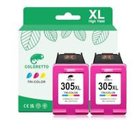 COLORETTO 305XL Colore Sostituzione Cartucce per HP 305 XL Compatibile con DeskJet 2710 2710e 2720 2720e 2721 Deskjet Plus 4110 4120 4122 4130 ENVY 6432 6032 6032e 6430 6030e 6020 6420e (2 Colore)