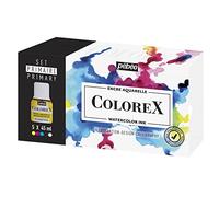 Pebeo - Colorex Confezione da 5 flaconi assortiti da 45 ml - Kit per disegno e illustrazione manga Pebeo Colorex - L'inchiostro per acquerello Colorex essenziale Pebeo Colori primari