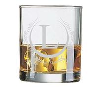 Colorfamily Bicchiere da Whisky con Incisione Iniziale - Lettera L - Idea Regalo