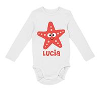 Colorfamily Body da neonato manica lunga divertente PERSONALIZZABILE stella di mare - stellina - personalizza con il nome del tuo bimbo o della tua bimba - idea regalo neonato manica lunga