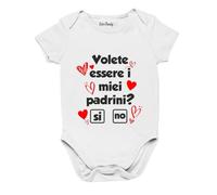 Colorfamily Body da neonato Volete essere i miei padrini? si, no - body simpatico e divertente - idea regalo