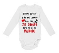 Colorfamily Body madrina manica lunga neonato PERSONALIZZABILE Zia Sarai tu la mia madrina
