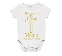 Colorfamily Body Neonato Battesimo Personalizzabile Il di con Nome e Data - Bodino per Uso diurno