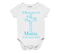 Colorfamily Body Neonato Battesimo Personalizzabile Il di con Nome e Data Maschietto - Bodino per Uso diurno