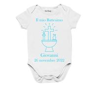 Colorfamily Body Neonato Battesimo PERSONALIZZABILE Il mio battesimo Personalizzato con nome e data maschietto Idea Regalo