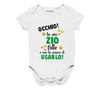 Colorfamily Body neonato Occhio! ho uno zio folle e non ho paura di usarla - body simpatico e divertente - idea regalo