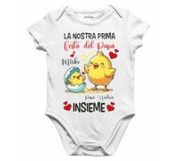 Colorfamily Body Papà Neonato Neonata PERSONALIZZATO CON NOME Divertente Pulcini La nostra prima Festa del Papà Insieme Padre Figlio Figlia